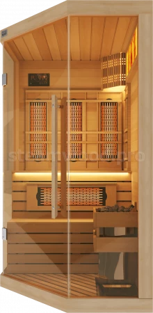 Одноместная угловая комбинированная сауна Luxury из кедра