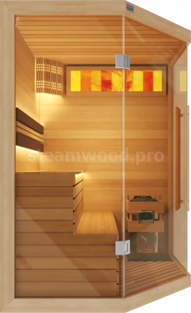 Двухместная угловая финская сауна Luxury из кедра