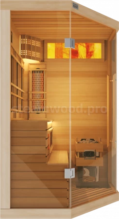 Одноместная угловая комбинированная сауна Luxury из кедра